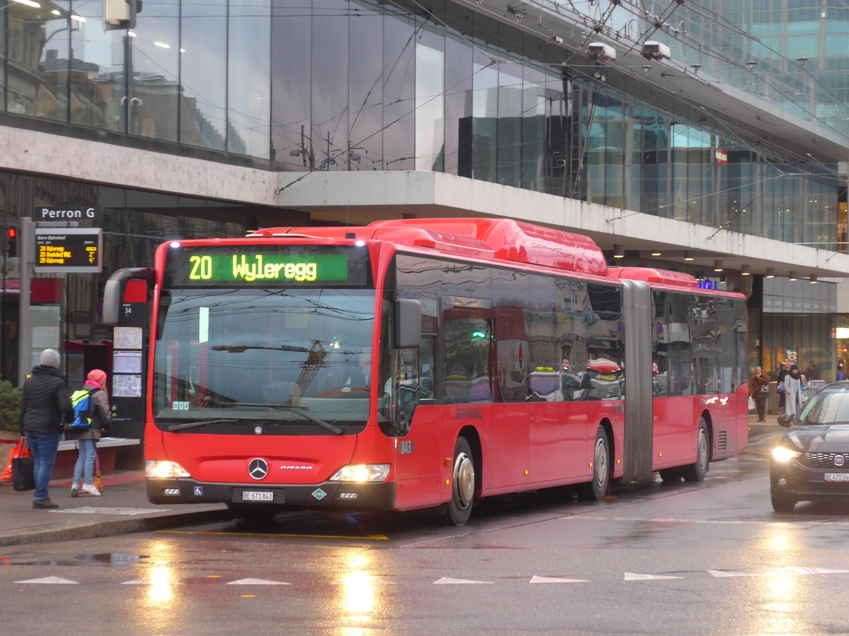 (199'953) - Bernmobil, Bern - Nr. 843/BE 671'843 - Mercedes am 10. Dezember 2018 beim Bahnhof Bern