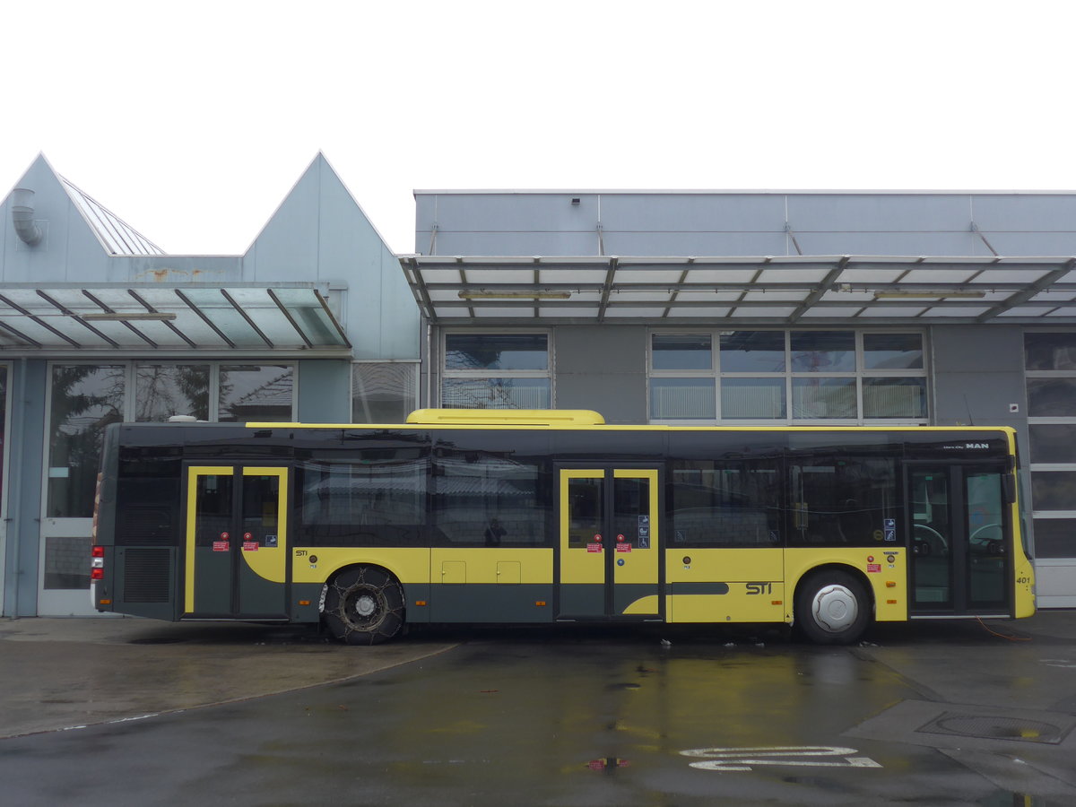 (199'964) - STI Thun - Nr. 401/BE 849'401 - MAN am 16. Dezember 2018 in Thun, Garage