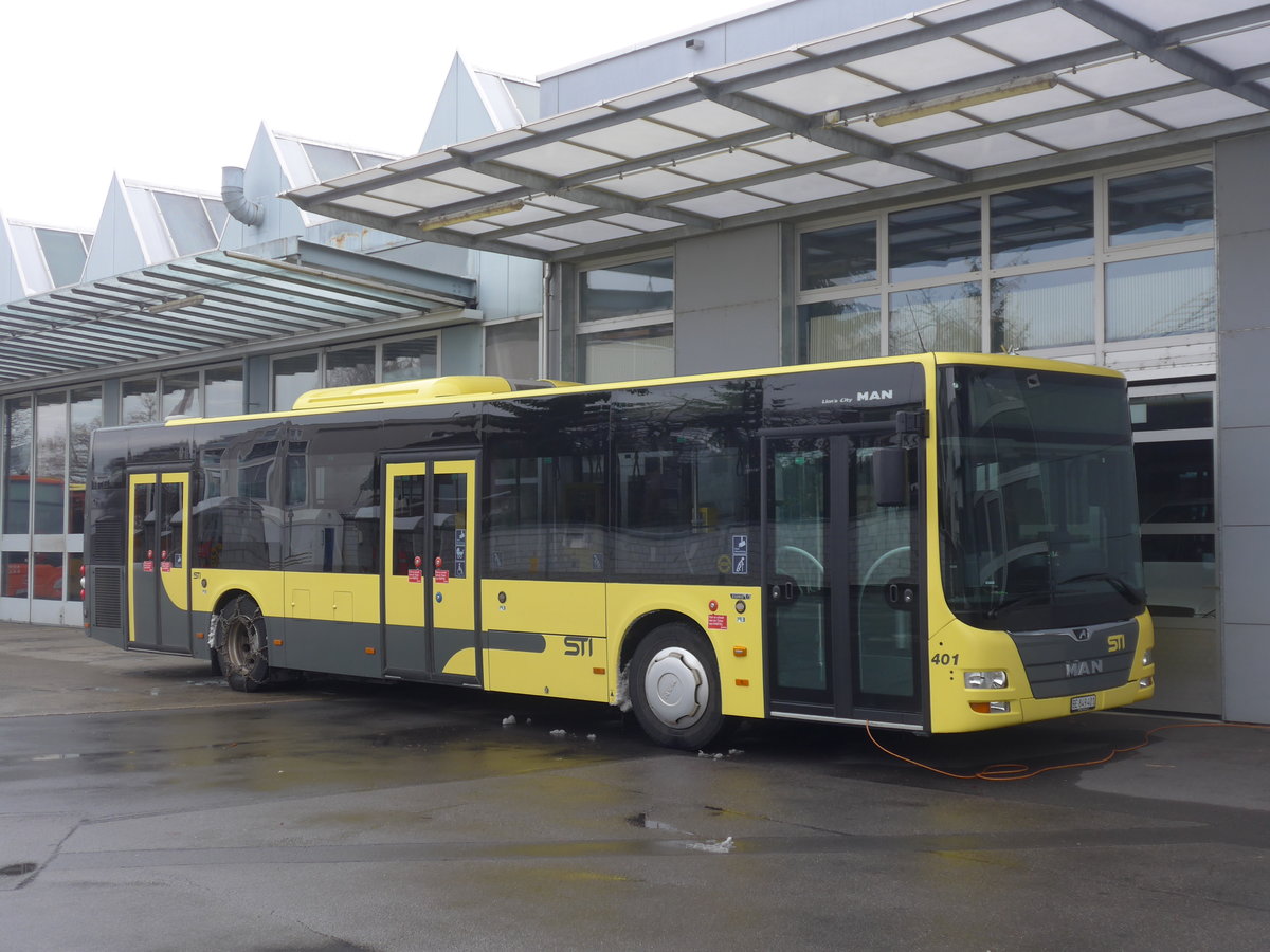 (199'965) - STI Thun - Nr. 401/BE 849'401 - MAN am 16. Dezember 2018 in Thun, Garage