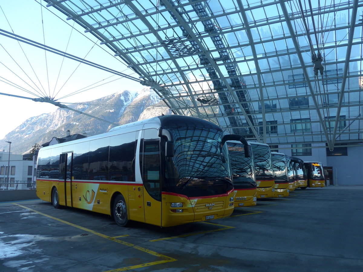 (200'306) - PostAuto Graubnden - GR 162'973 - MAN am 26. Dezember 2018 in Chur, Postautostation