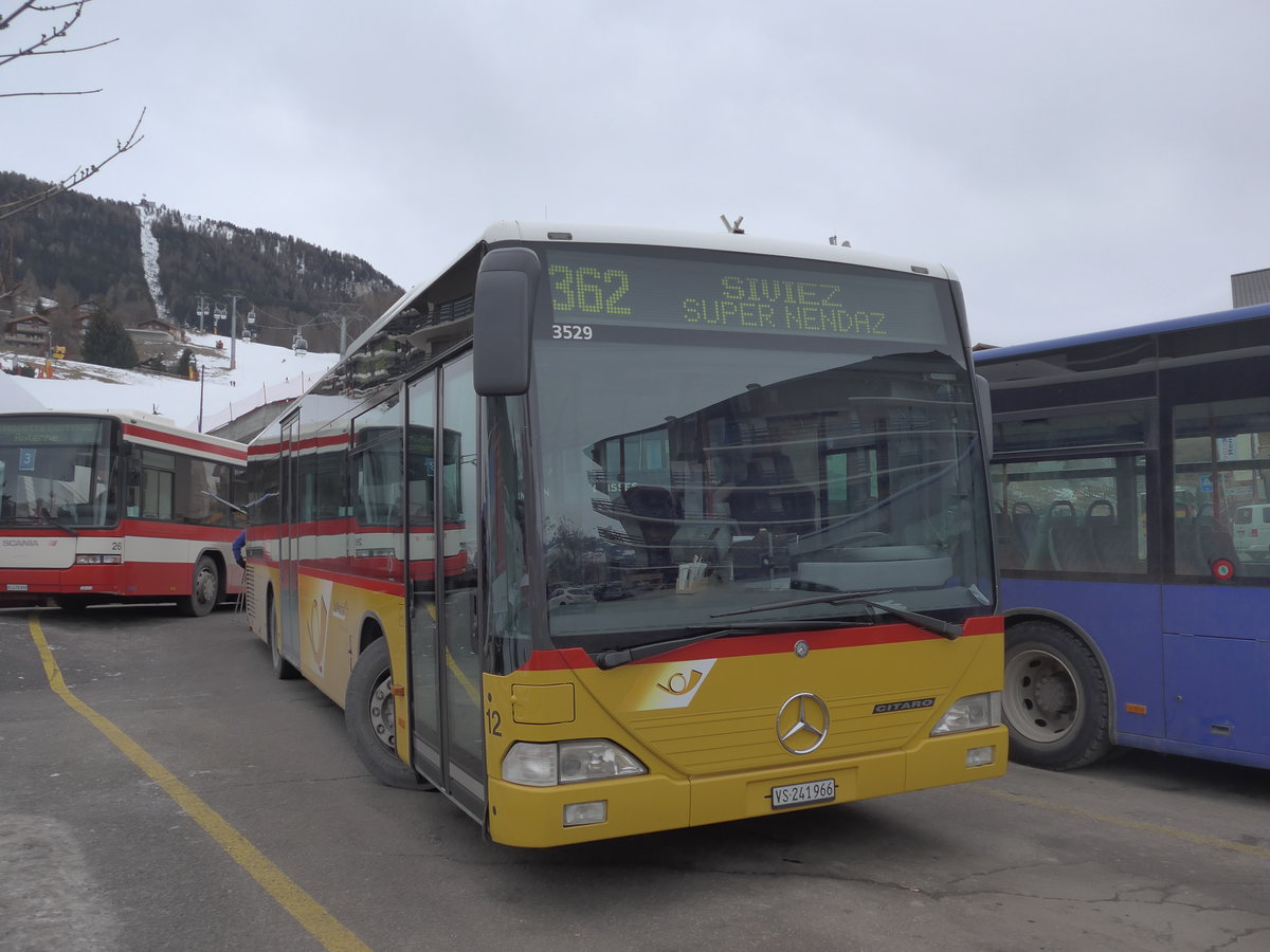 (200'353) - Lathion, Sion - Nr. 12/VS 241'966 - Mercedes (ex PostAuto Wallis) am 30. Dezember 2018 in Haute-Nendaz, Tlcabine