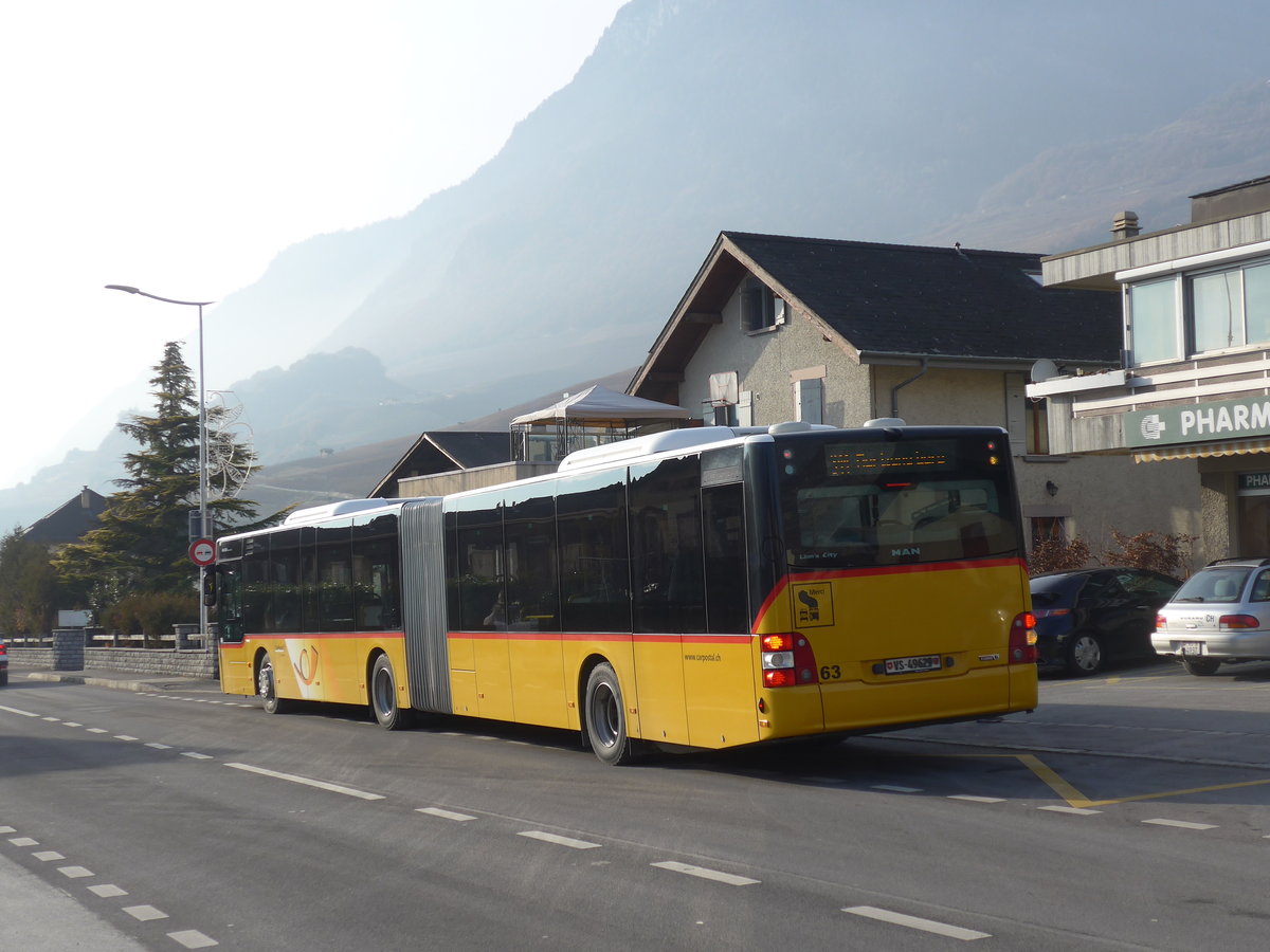 (200'402) - PostAuto Wallis - Nr. 63/VS 49'629 - MAN am 30. Dezember 2018 in Leytron, Alte Post