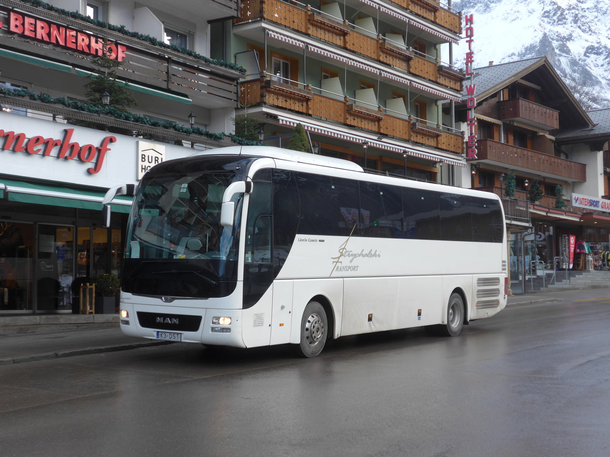 (200'476) - Aus Polen: Strychalski, Krakw - K3 DST - MAN am 1. Januar 2019 beim Bahnhof Grindelwald