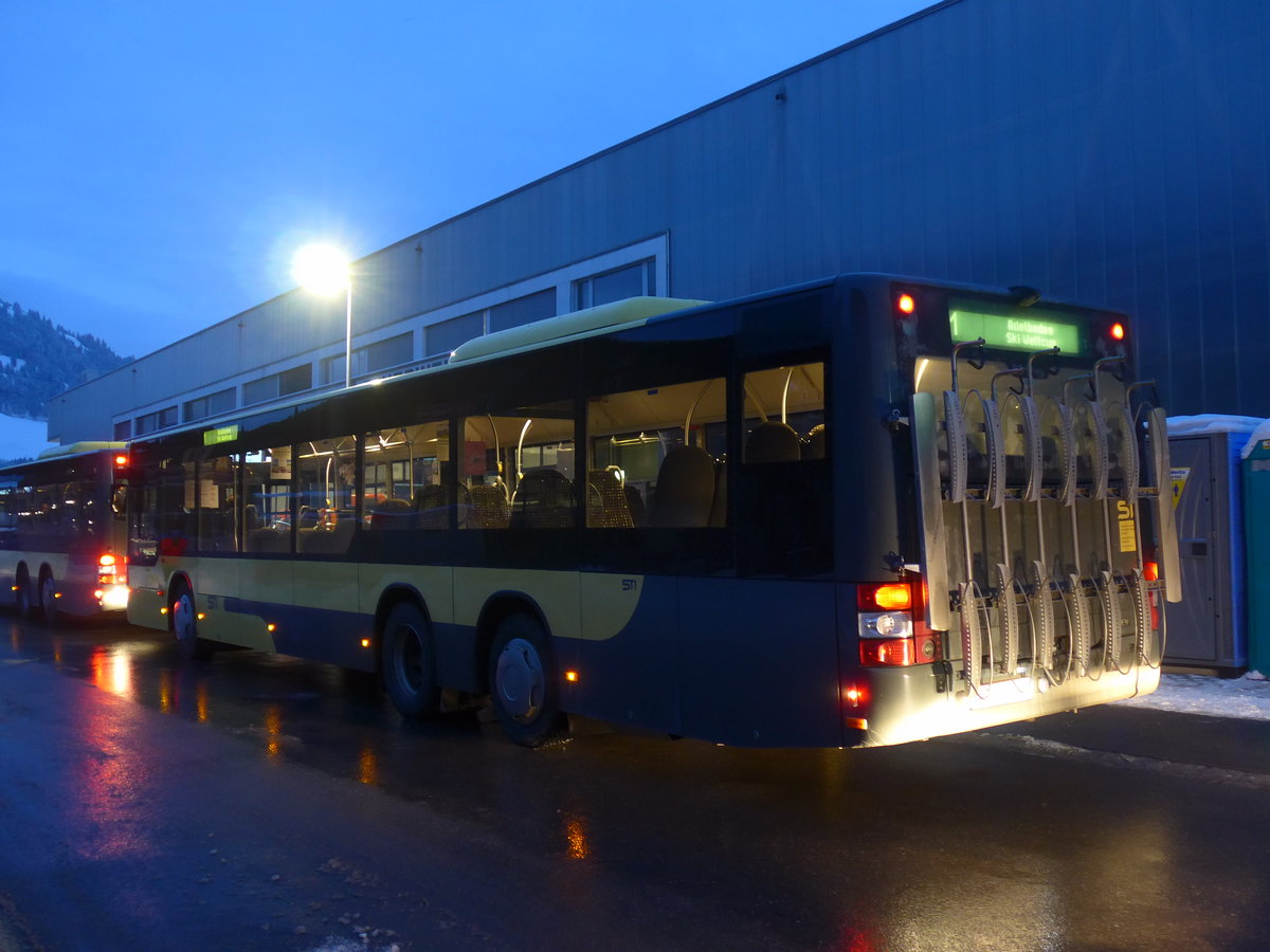 (200'670) - STI Thun - Nr. 150/BE 801'150 - MAN am 12. Januar 2019 beim Bahnhof Frutigen