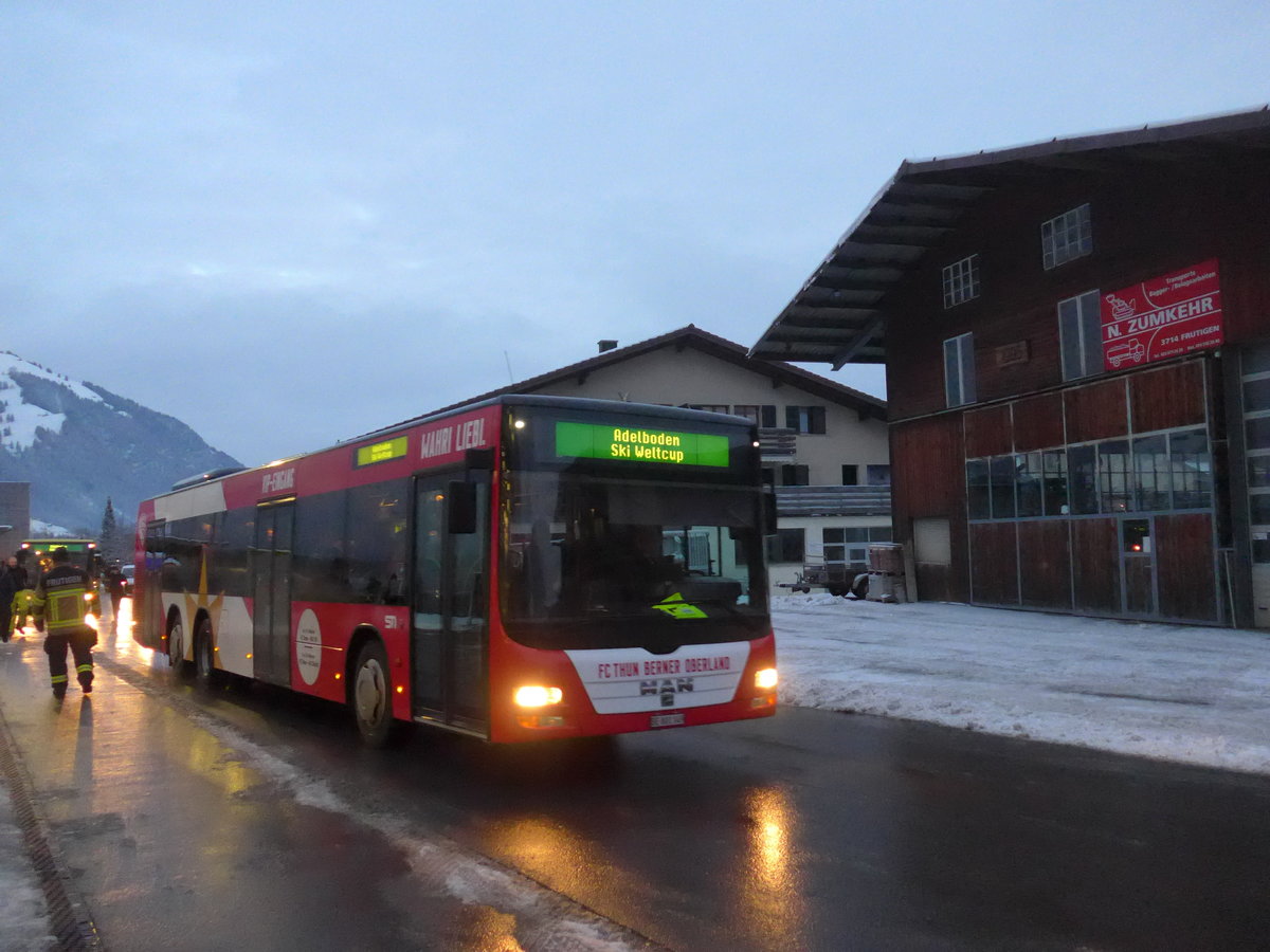 (200'697) - STI Thun - Nr. 149/BE 801'149 - MAN am 12. Januar 2019 beim Bahnhof Frutigen