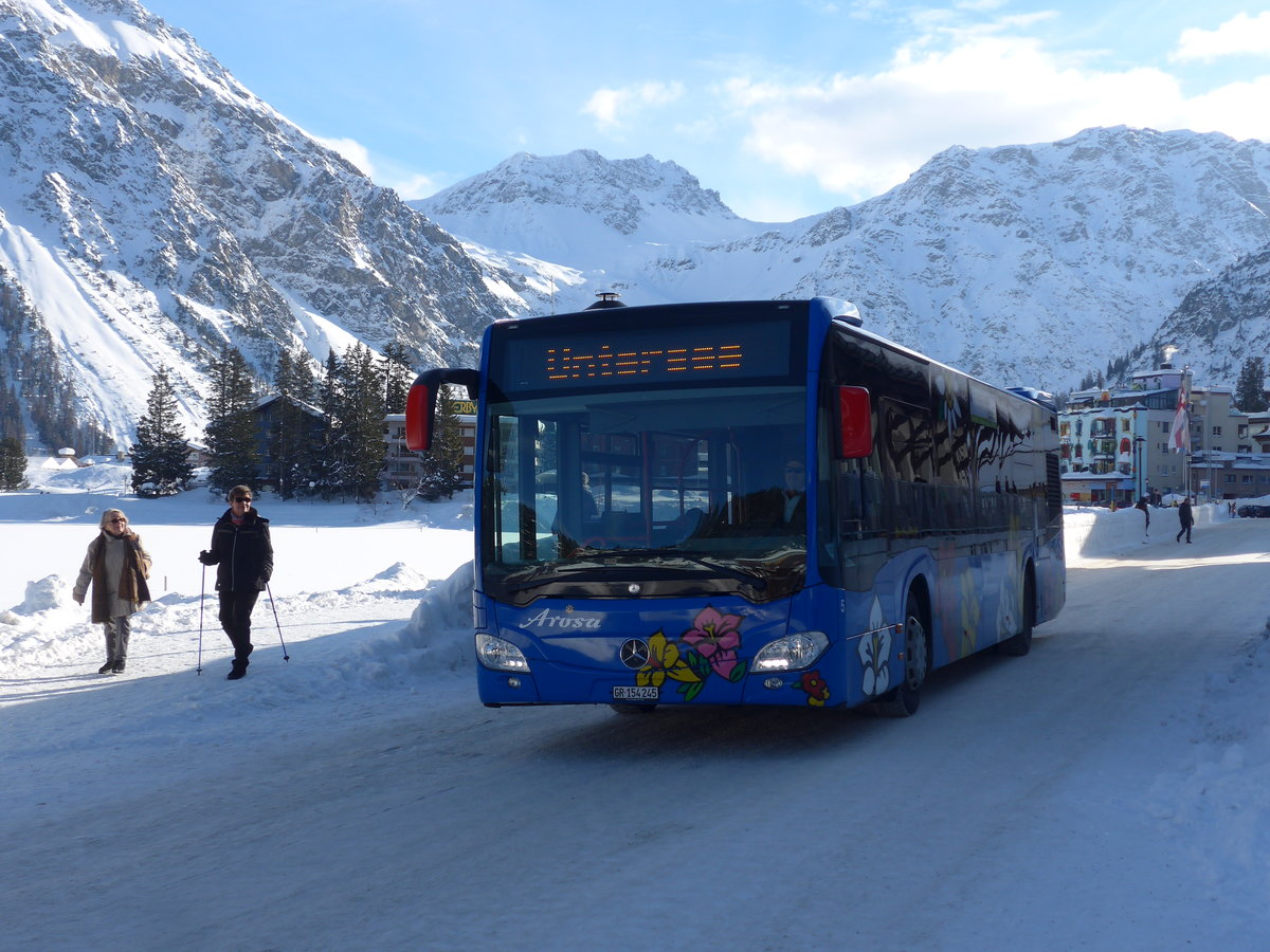 (201'291) - Pfosi, Arosa - Nr. 5/GR 154'245 - Mercedes am 19. Januar 2019 beim Bahnhof Arosa