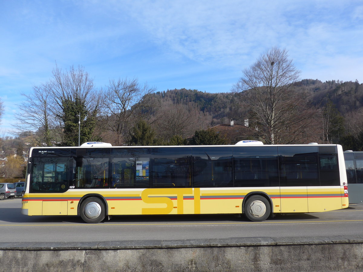 (201'312) - STI Thun - Nr. 129/BE 800'129 - MAN am 23. Januar 2019 bei der Schifflndte Thun