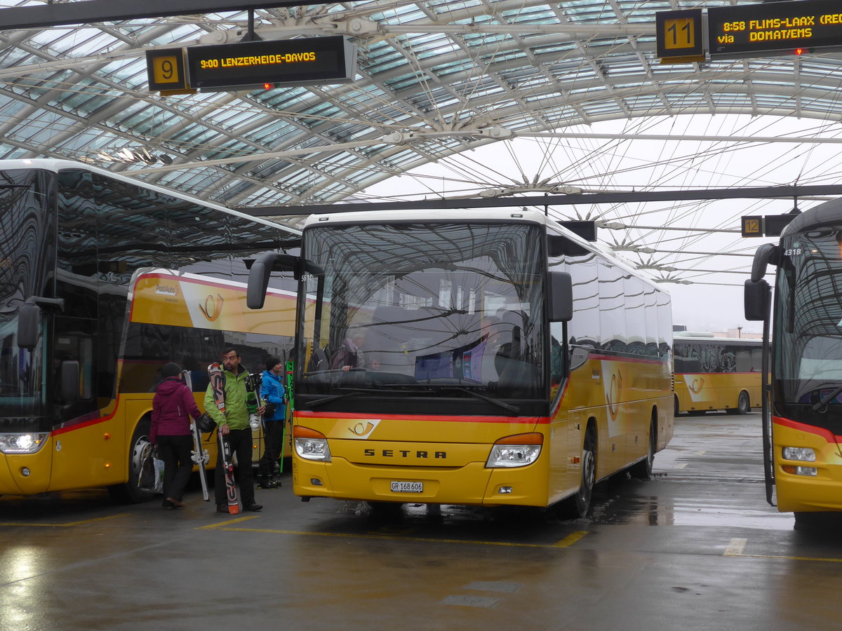 (201'373) - PostAuto Graubnden - GR 168'606 - Setra am 2. Februar 2019 in Chur, Postautostation