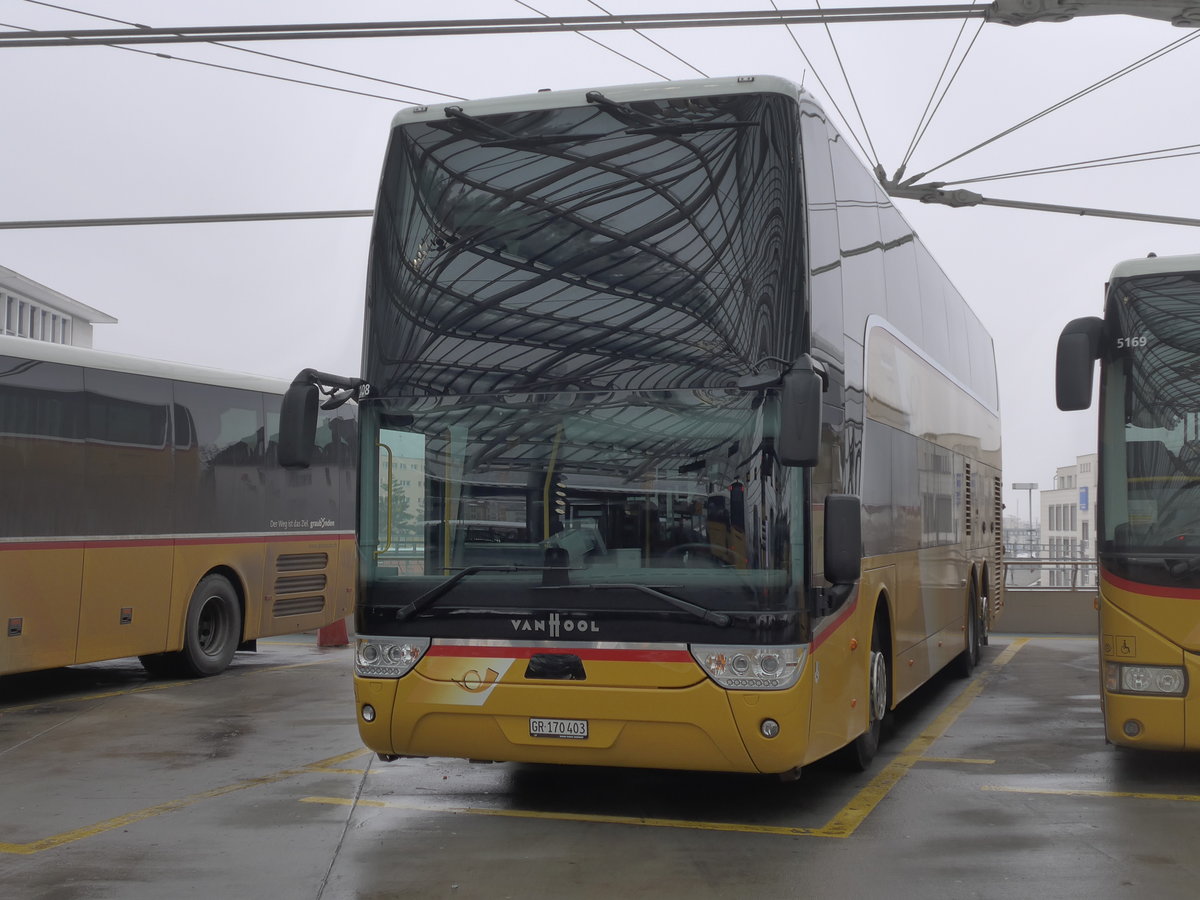 (201'379) - PostAuto Graubnden - GR 170'403 - Van Hool am 2. Februar 2019 in Chur, Postautostation