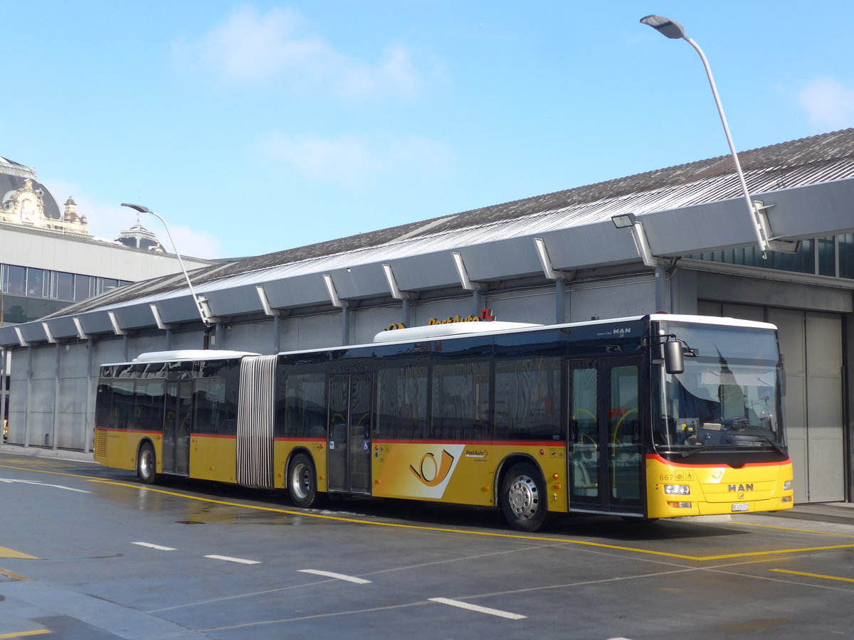 (201'437) - PostAuto Bern - Nr. 667/BE 615'372 - MAN am 4. Februar 2019 in Bern, Postautostation