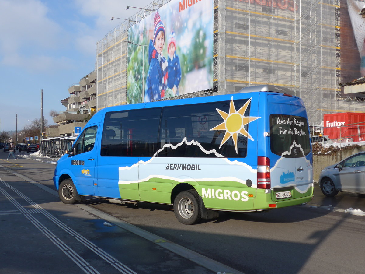 (201'475) - Bernmobil, Bern - Nr. 501/BE 416'501 - Mercedes (ex Mattli, Wassen) am 4. Februar 2019 beim Bahnhof Mnsingen