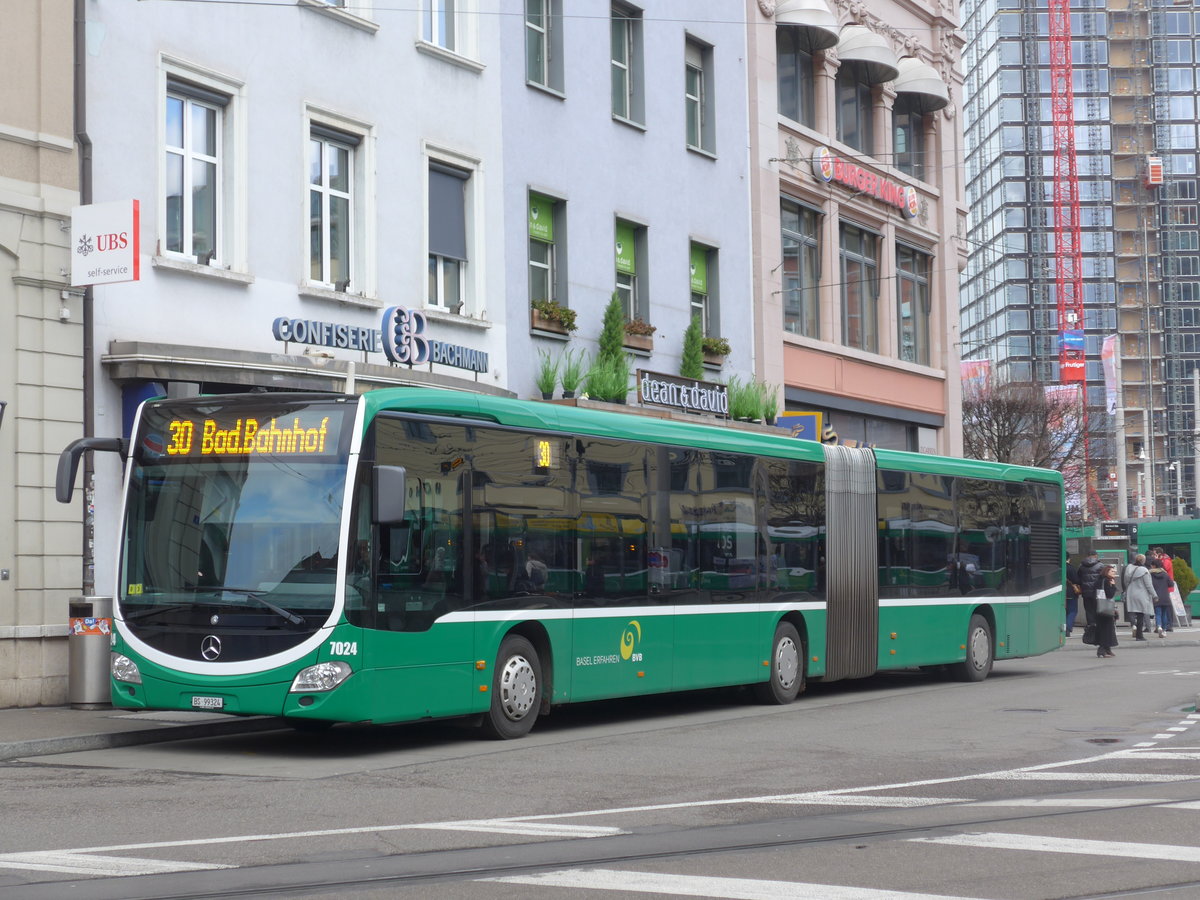 (201'496) - BVB Basel - Nr. 7024/BS 99'324 - Mercedes am 11. Februar 2019 beim Bahnhof Basel