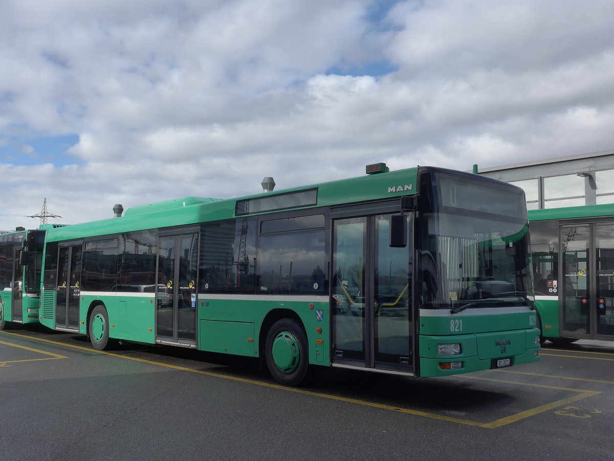 (201'527) - BVB Basel - Nr. 821/BS 2821 - MAN am 11. Februar 2019 in Basel, Garage Rankstrasse