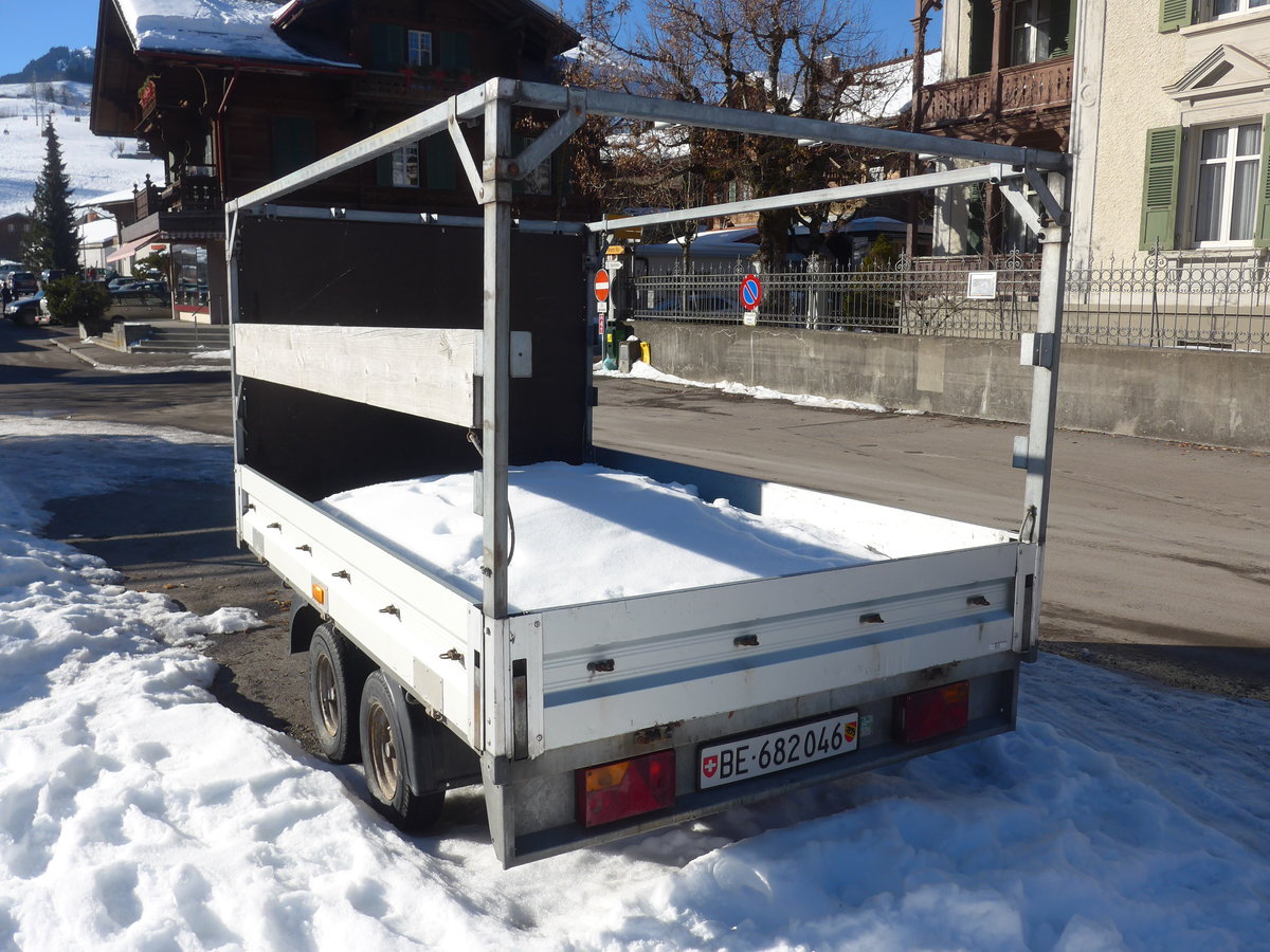 (201'664) - AFA Adelboden - Nr. 65/BE 682'046 - Humbaur Gepckanhnger am 17. Februar 2019 beim Bahnhof Zweisimmen