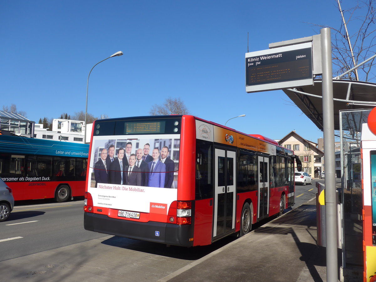 (201'721) - Bernmobil, Bern - Nr. 418/BE 716'418 - MAN am 18. Februar 2019 in Kniz, Weiermatt