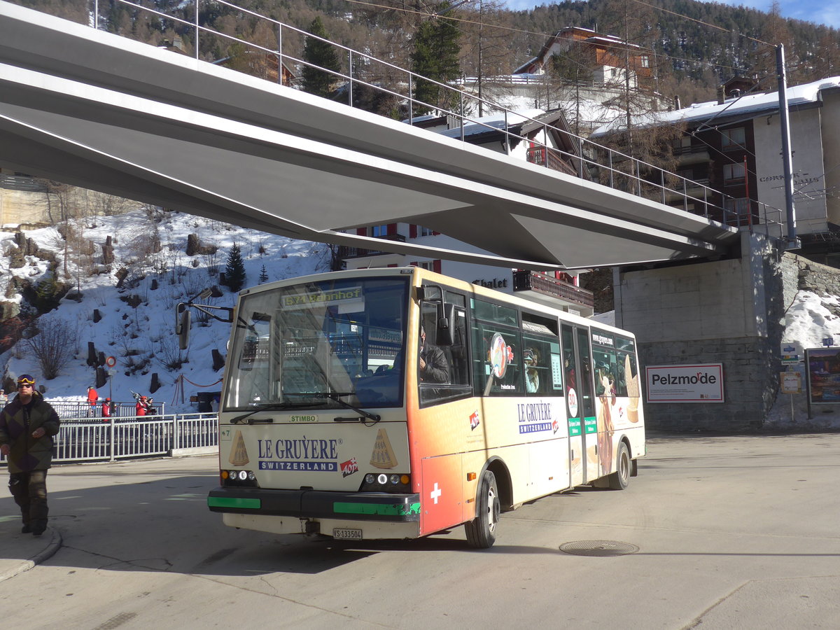 (201'896) - OBZ Zermatt - Nr. 7/VS 133'504 - Stimbo am 3. Mrz 2019 in Zermatt, Getwing Brcke