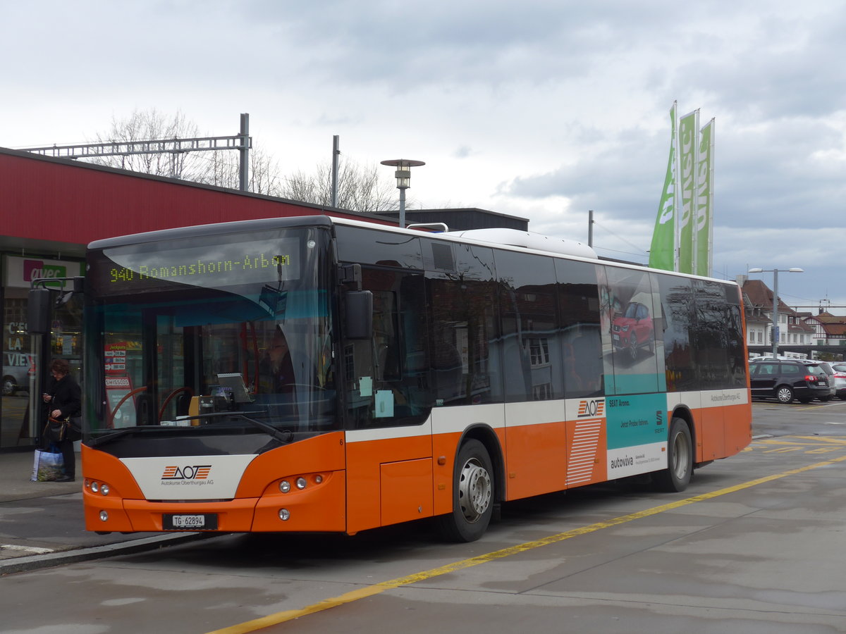 (201'981) - AOT Amriswil - Nr. 6/TG 62'894 - Neoplan am 4. Mrz 2019 beim Bahnhof Amriswil