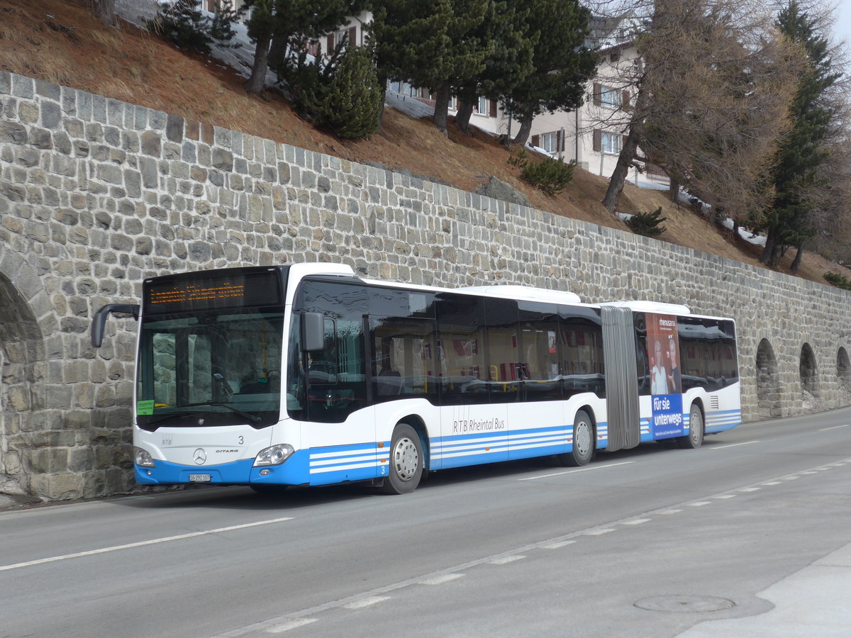 (202'075) - RTB Altsttten - Nr. 3/SG 292'107 - Mercedes am 10. Mrz 2019 beim Bahnhof St. Moritz