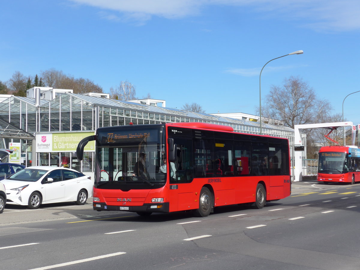 (202'337) - Bernmobil, Bern - Nr. 413/BE 716'413 - MAN am 12. Mrz 2019 in Kniz, Weiermatt