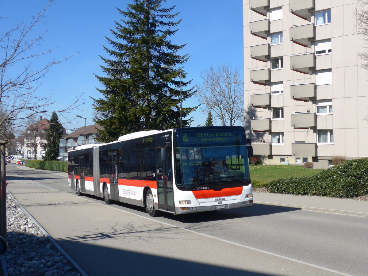 (202'708) - St. Gallerbus, St. Gallen - Nr. 272/SG 198'272 - MAN am 21. Mrz 2019 beim Bahnhof Wittenbach