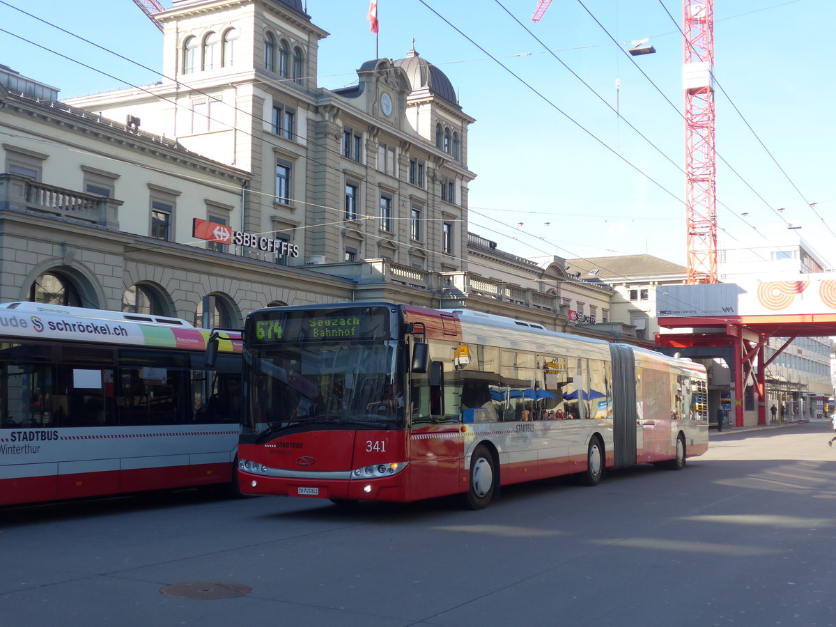 (202'781) - SW Winterthur - Nr. 341/ZH 745'341 - Solaris am 21. Mrz 2019 beim Hauptbahnhof Winterthur