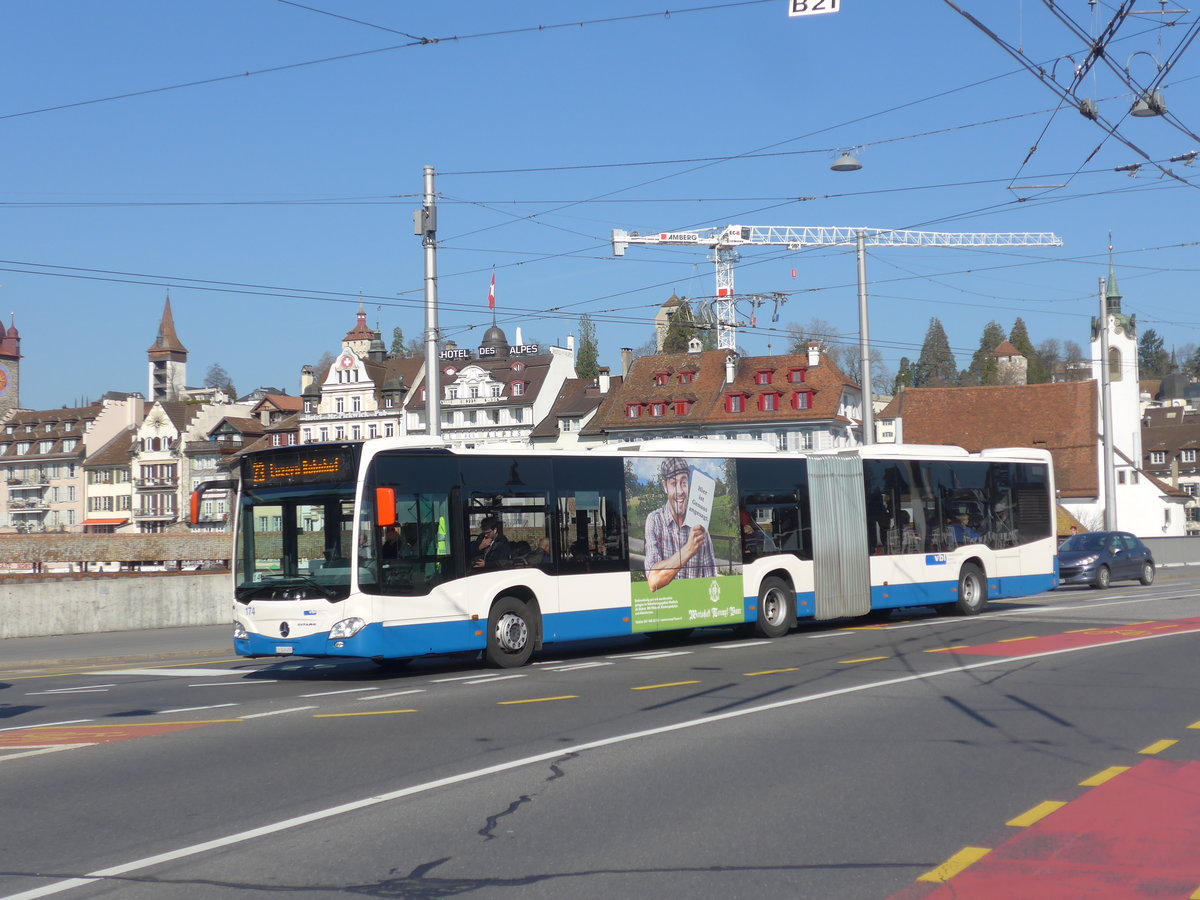 (202'939) - VBL Luzern - Nr. 174/LU 249'490 - Mercedes am 23. Mrz 2019 in Luzern, Bahnhofbrcke