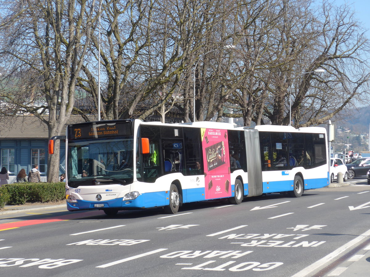 (202'981) - VBL Luzern - Nr. 187/LU 15'020 - Mercedes am 23. Mrz 2019 beim Bahnhof Luzern