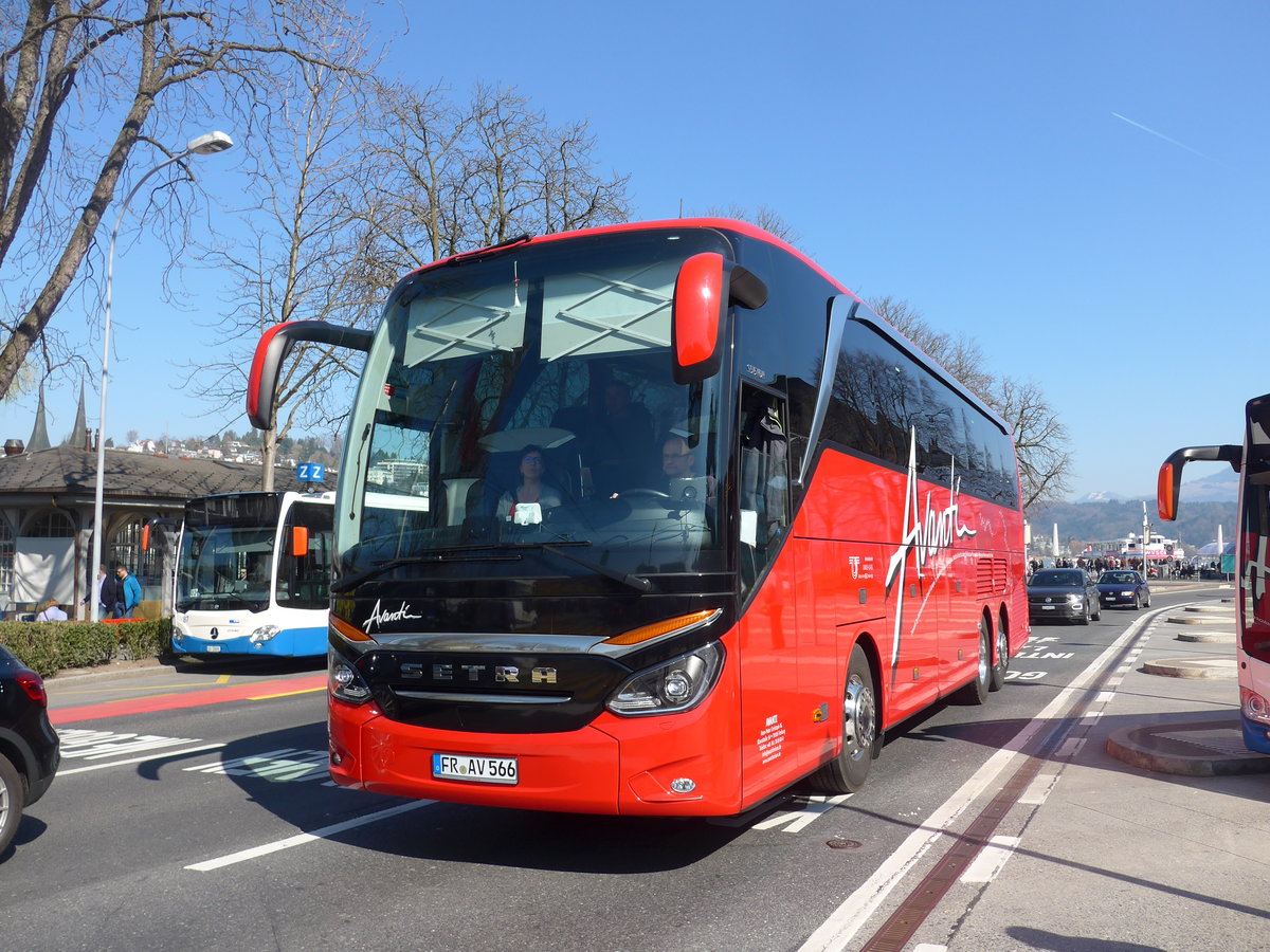 (202'992) - Aus Deutschland: Avanti, Freiburg - FR-AV 566 - Setra am 23. Mrz 2019 beim Bahnhof Luzern