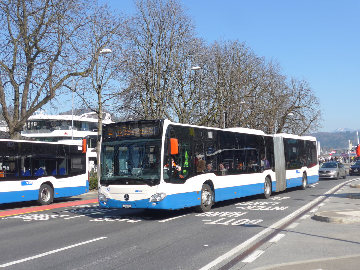 (203'003) - VBL Luzern - Nr. 181/LU 241'062 - Mercedes am 23. Mrz 2019 beim Bahnhof Luzern