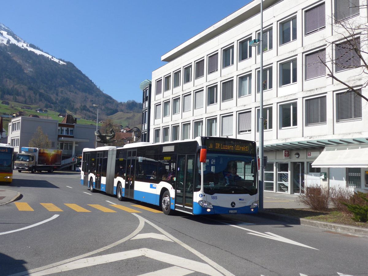 (203'299) - VBL Luzern - Nr. 185/LU 15'012 - Mercedes am 30. Mrz 2019 beim Bahnhof Stans