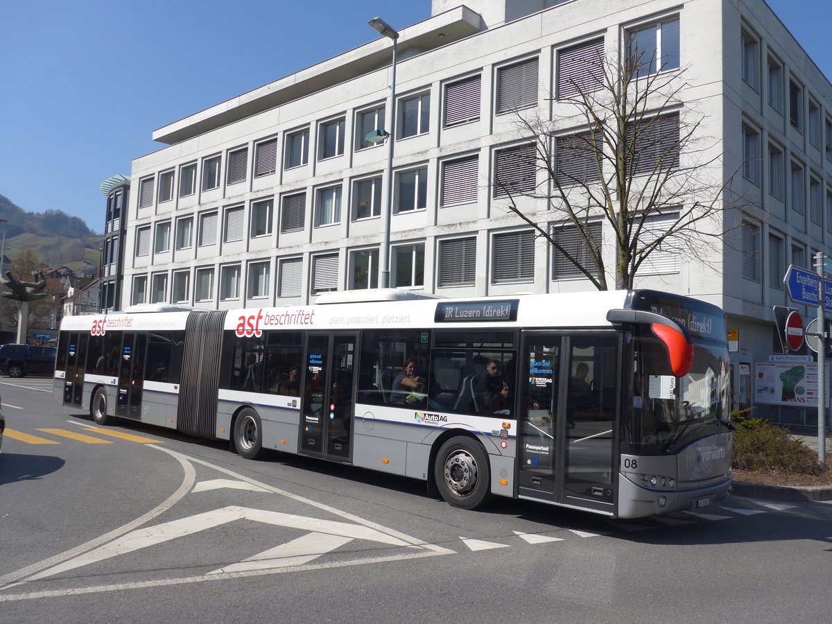 (203'310) - AAGR Rothenburg - Nr. 8/LU 15'047 - Solaris am 30. Mrz 2019 beim Bahnhof Stans