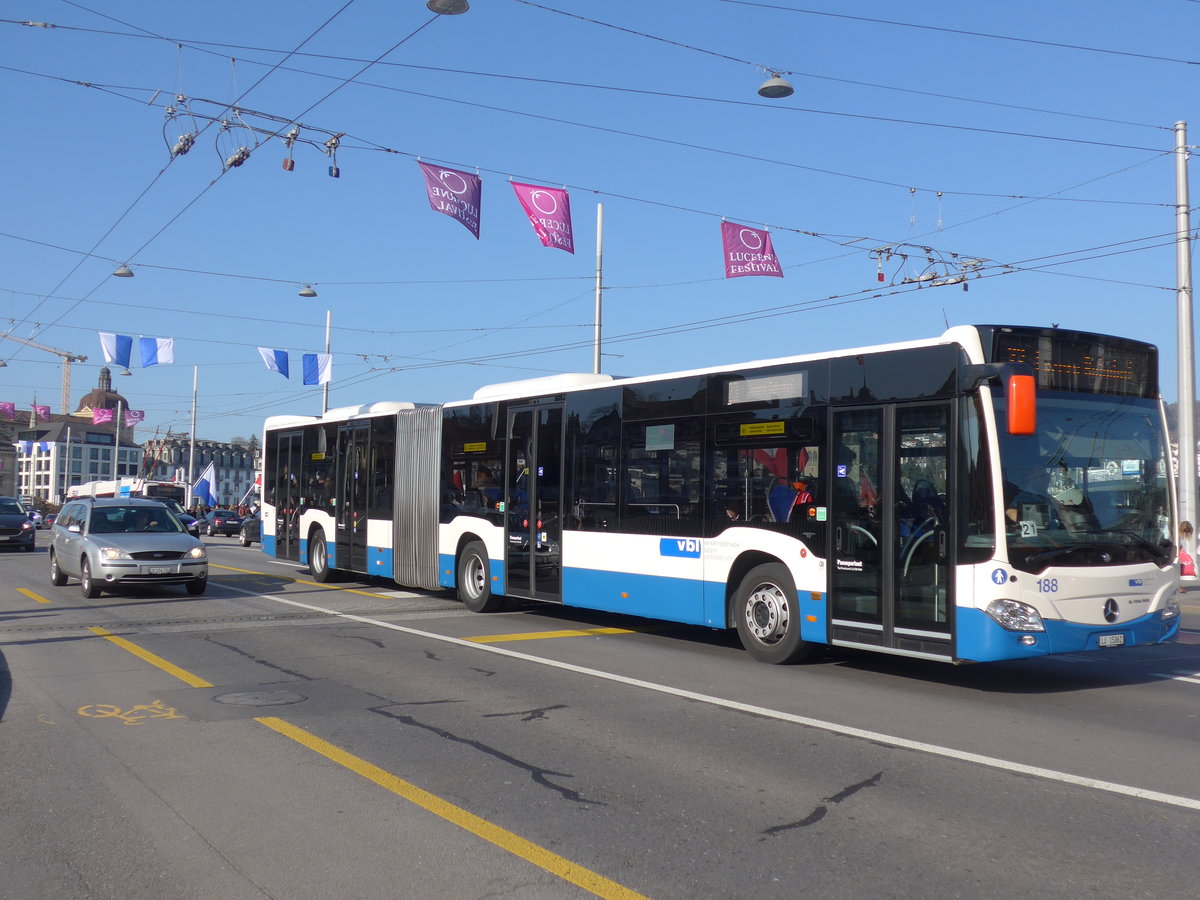 (203'375) - VBL Luzern - Nr. 188/LU 15'062 - Mercedes am 30. Mrz 2019 in Luzern, Bahnhofbrcke