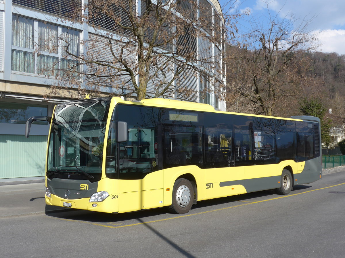 (203'445) - STI Thun - Nr. 501/BE 408'501 - Mercedes am 31. Mrz 2019 bei der Schifflndte Thun