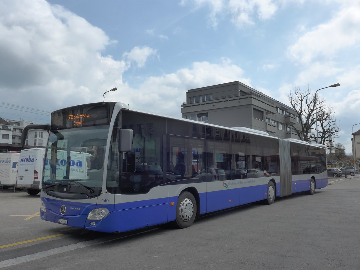 (203'506) - VZO Grningen - Nr. 140/ZH 463'140 - Mercedes am 7. April 2019 beim Bahnhof Ksnacht