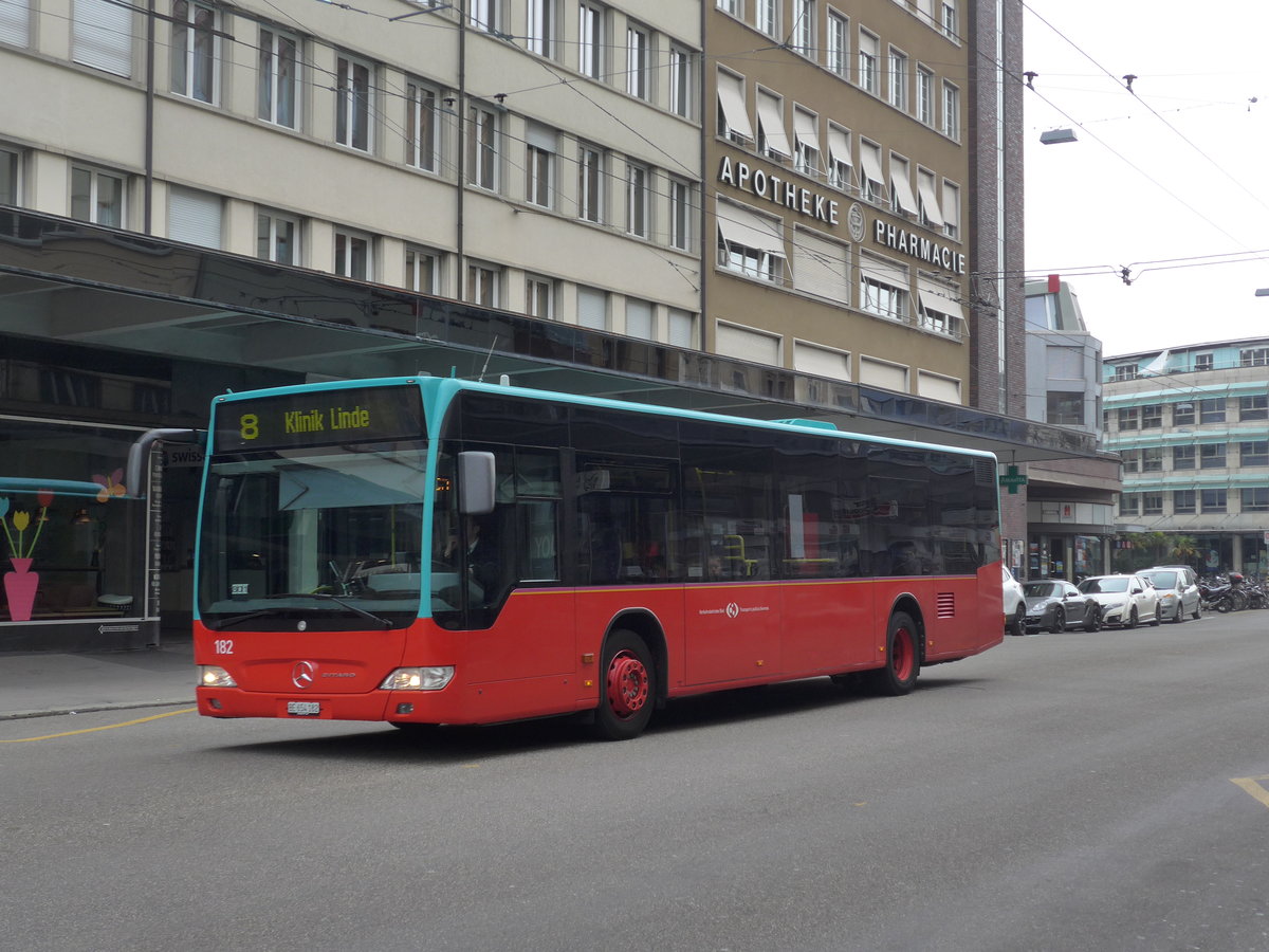 (203'661) - VB Biel - Nr. 182/BE 654'182 - Mercedes am 14. April 2019 beim Bahnhof Biel