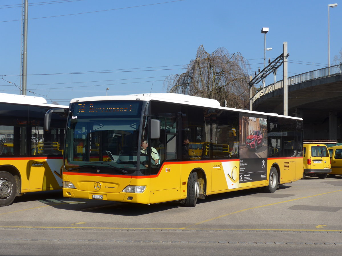 (203'779) - CarPostal Ouest - JU 31'024 - Mercedes (ex Nr. 20) am 15. April 2019 beim Bahnhof Porrentruy