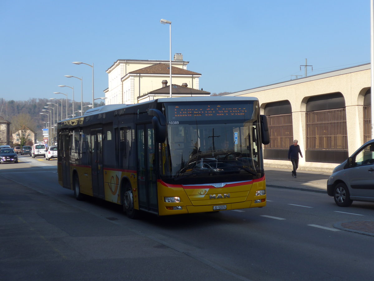 (203'782) - CarPostal Ouest - JU 52'074 - MAN (ex Nr. 62) am 15. April 2019 beim Bahnhof Porrentruy