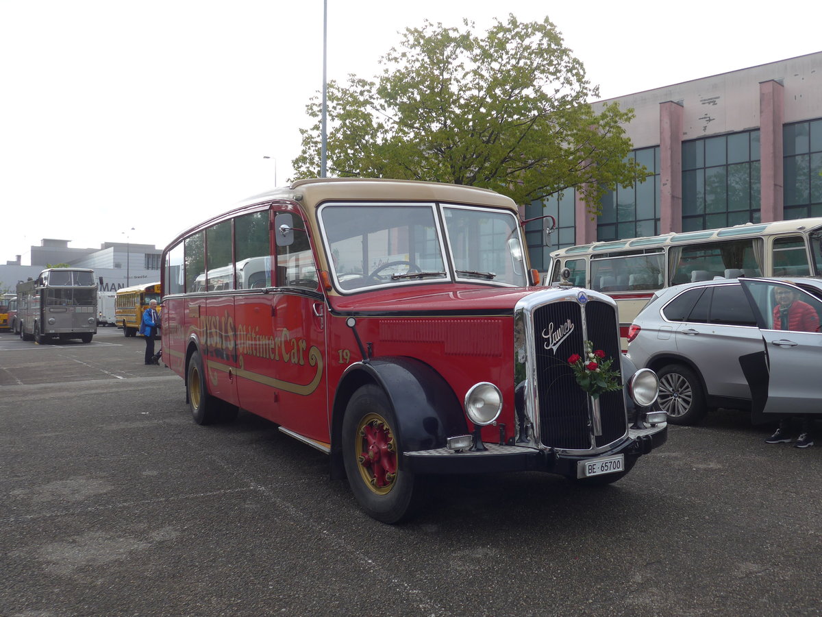 (204'479) - Aus der Schweiz: Dysli, Bern - Nr. 19/BE 65'700 - Saurer/Saurer (ex P 23'085; ex P 2137) am 28. April 2019 in Haguenau, Parkplatz