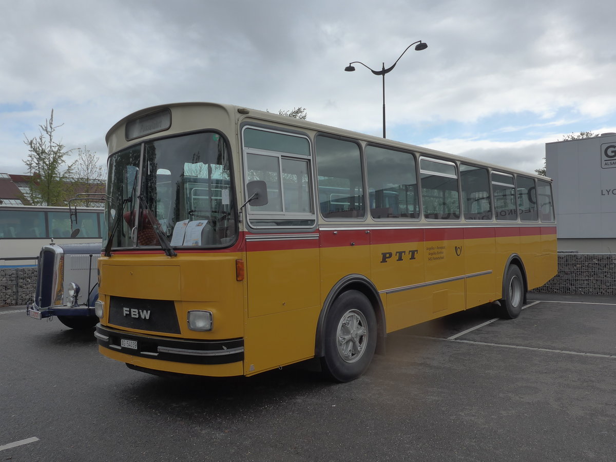 (204'521) - Aus der Schweiz: Birchler, Remetschwil - AG 54'039 - FBW/Tscher (ex Gerber, Winkel; ex Eggenberger, Mriken; ex Tanner, Bubendorf; ex P 24'803) am 28. April 2019 in Haguenau, Parkplatz