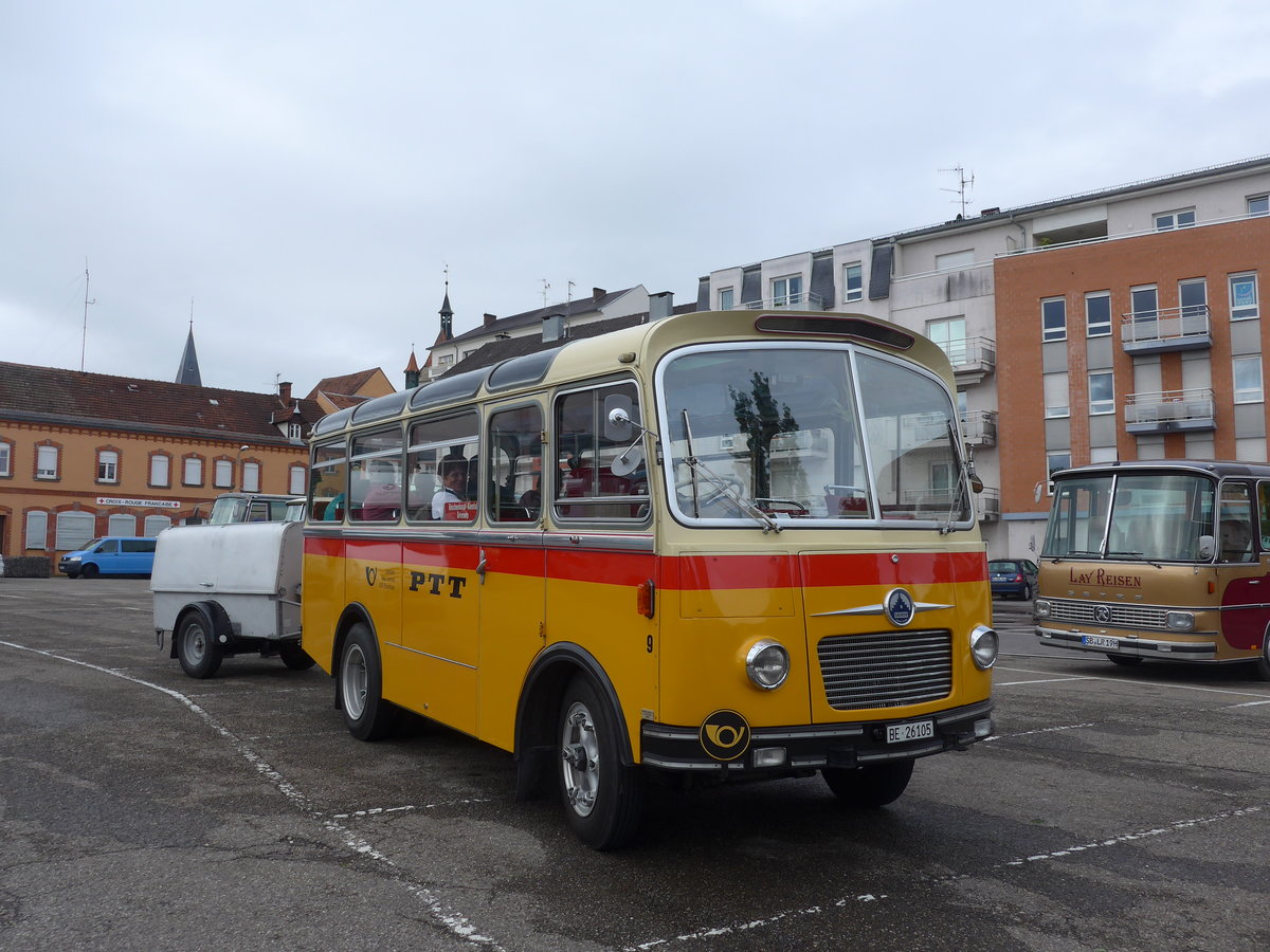 (204'527) - Aus der Schweiz: Schmid, Thrishaus - Nr. 9/BE 26'105 - Saurer/R&J (ex Geiger, Adelboden Nr. 9) am 28. April 2019 in Haguenau, Parkplatz