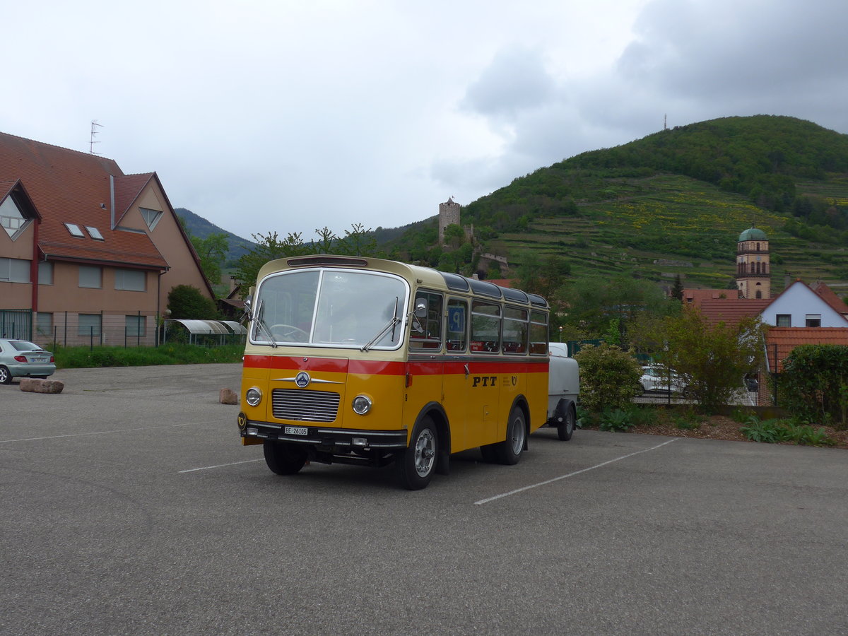 (204'533) - Aus der Schweiz: Schmid, Thrishaus - Nr. 9/BE 26'105 - Saurer/R&J (ex Geiger, Adelboden Nr. 9) am 28. April 2019 in Kaysersberg, Rocade Verte