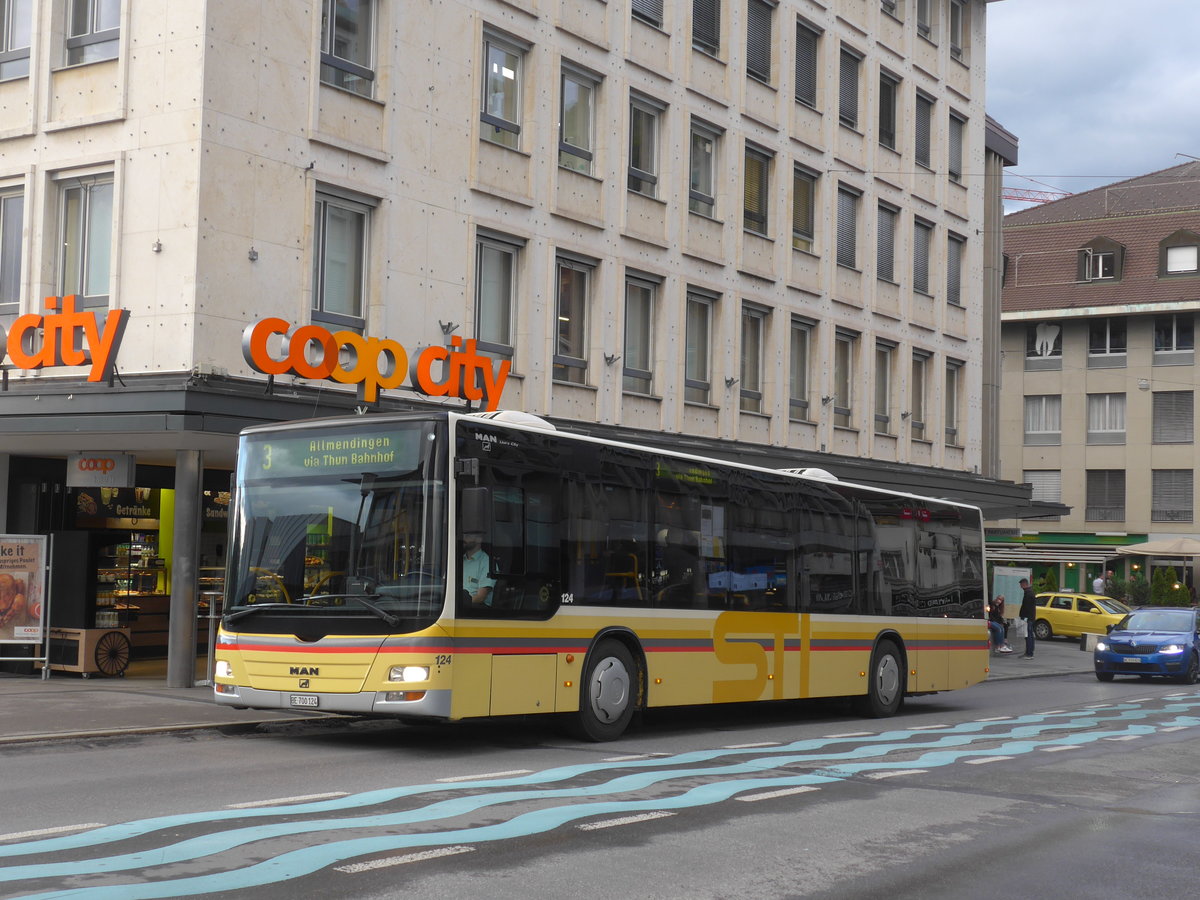 (204'562) - STI Thun - Nr. 124/BE 700'124 - MAN am 2. Mai 2019 in Thun, Marktgasse