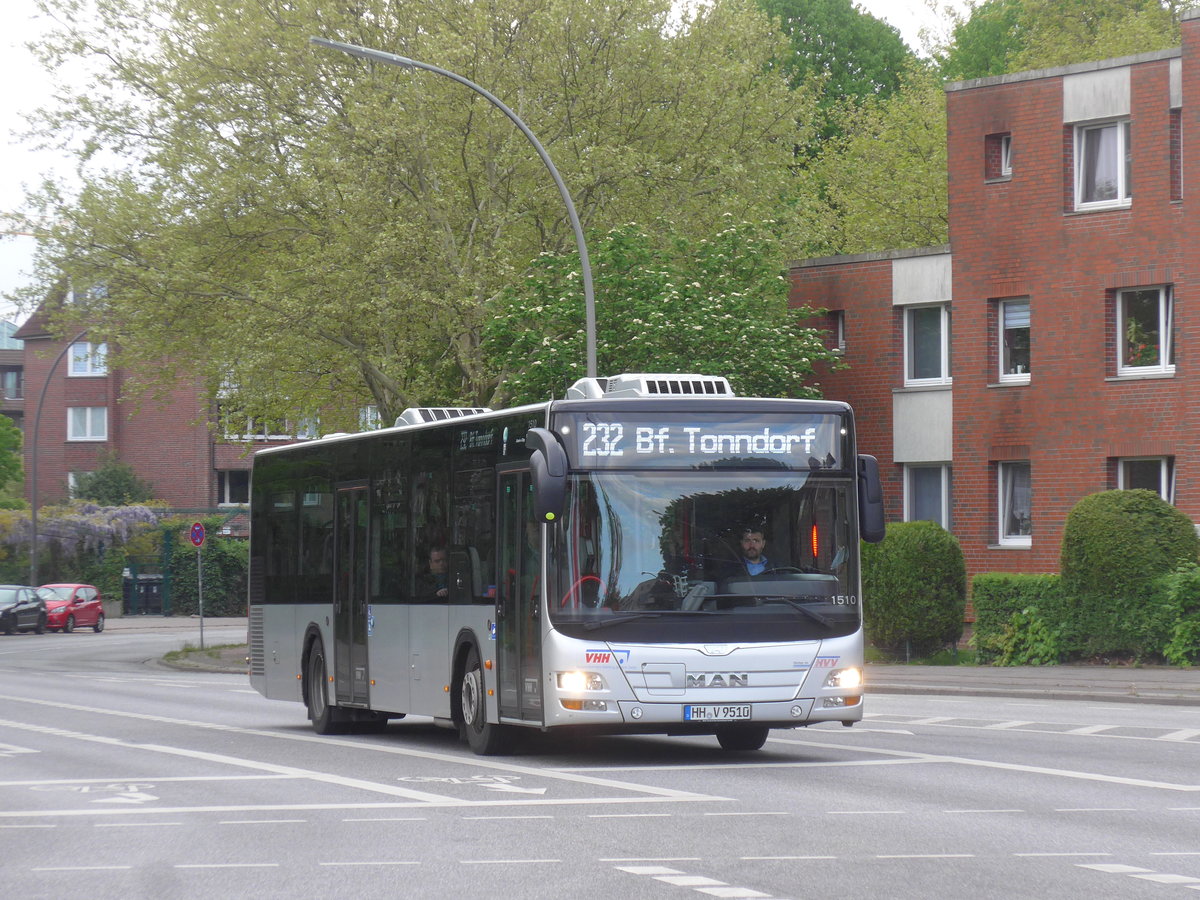 (204'867) - VHH Hamburg - Nr. 1510/HH-V 9510 - MAN am 11. Mai 2019 in Hamburg, U-Bahnhof Billstedt