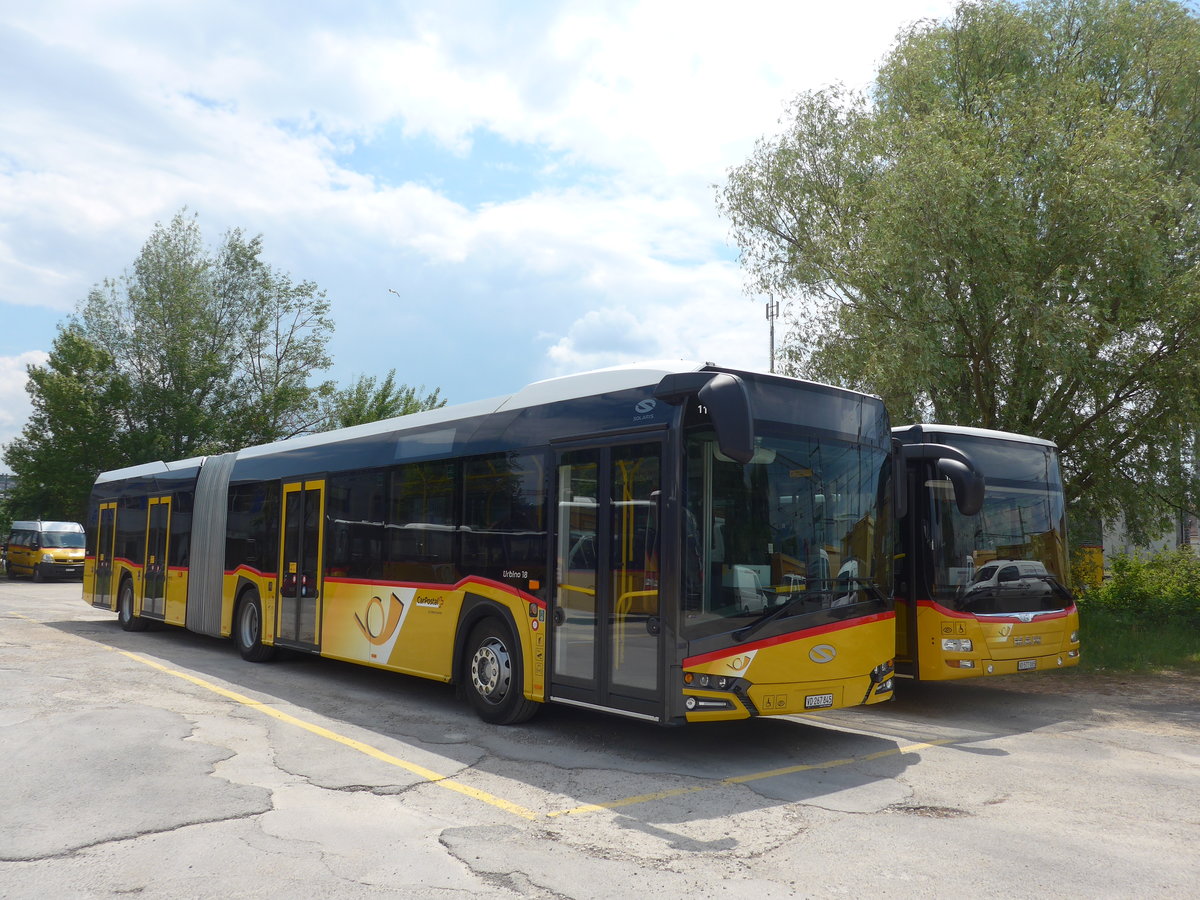 (205'416) - CarPostal Ouest - VD 267'845 - Solaris am 25. Mai 2019 in Yverdon, Garage