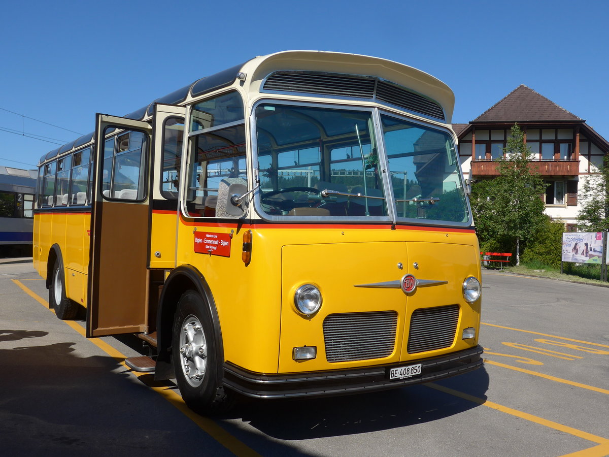 (205'695) - Ott, Ortschwaben - BE 408'850 - FBW/FHS (ex Nef, Hemberg; ex Mathis, Chur; ex P 24'163) am 2. Juni 2019 beim Bahnhof Biglen