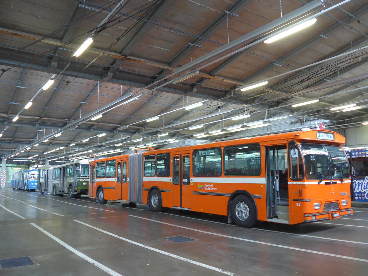 (206'533) - ZVB Zug (RWB) - Nr. 35/ZH 797'215 - FBW/Hess am 22. Juni 2019 in Luzern, Depot VBL