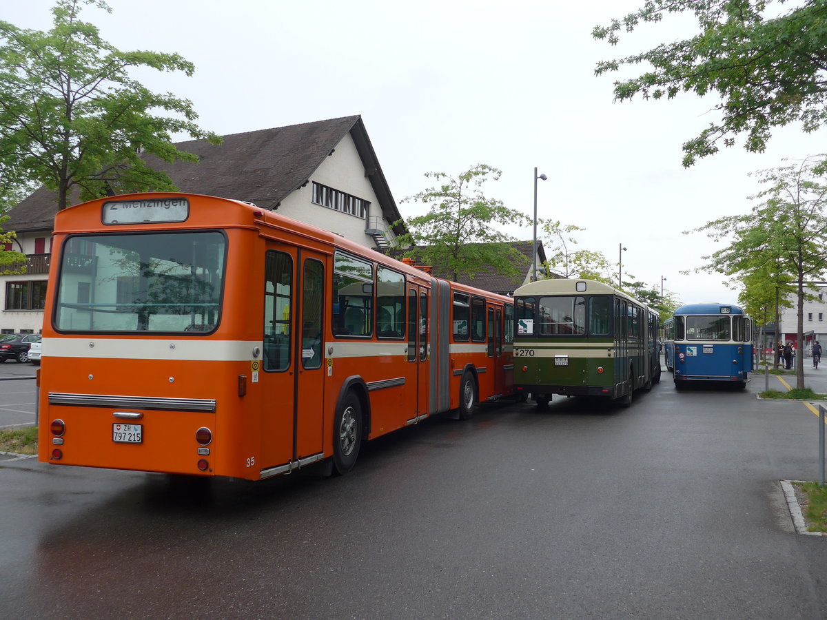 (206'569) - ZVB Zug (RWB) - Nr. 35/ZH 797'215 - FBW/Hess + SVB Bern (Bernmobil historique) - Nr. 270/BE 113'270 - FBW/SWS-Gangloff + VBZ Zrich (TMZ) - Nr. 540/ZH 315'491 - Saurer/Saurer (ex Nr. 7540; ex Nr. 540) am 22. Juni 2019 in Luzern, Allmend