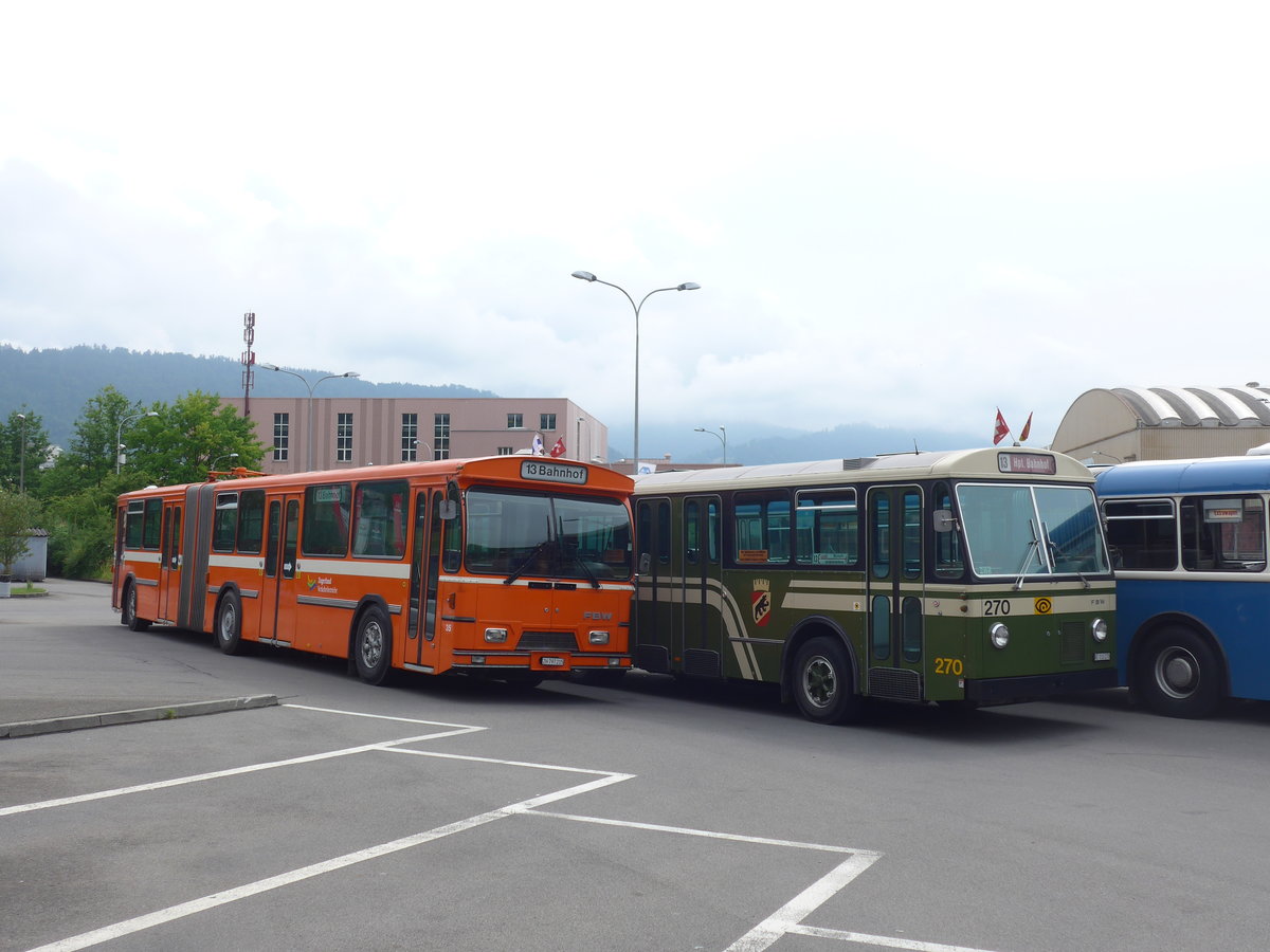 (206'583) - ZVB Zug (RWB) - Nr. 35/ZH 797'215 - FBW/Hess + SVB Bern (Bernmobil historique) - Nr. 270/BE 113'270 - FBW/SWS-Gangloff am 22. Juni 2019 in Emmenbrcke, Debrunner Acifer