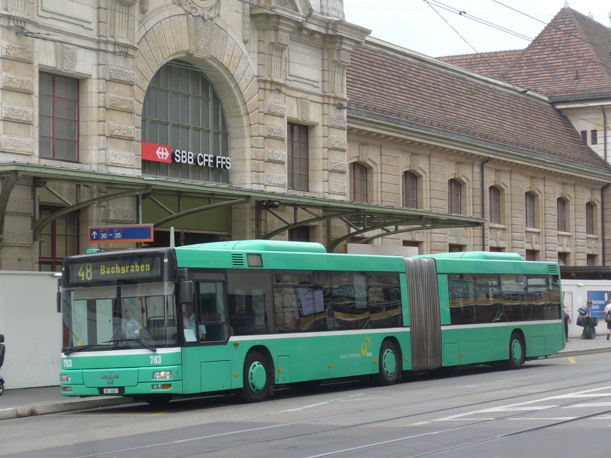 (207'415) - BVB Basel - Nr. 763/BS 3263 - MAN am 6. Juli 2019 beim Bahnhof Basel