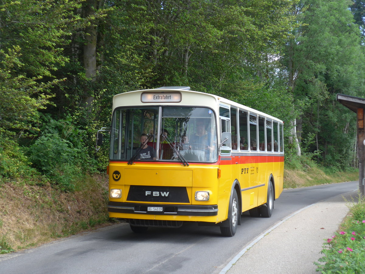 (207'451) - Birchler, Remetschwil - AG 54'039 - FBW/Tscher (ex Gerber, Winkel; ex Eggenberger, Mriken; ex Tanner, Bubendorf; ex P 24'803) am 7. Juli 2019 in Emmenmatt, Moosegg